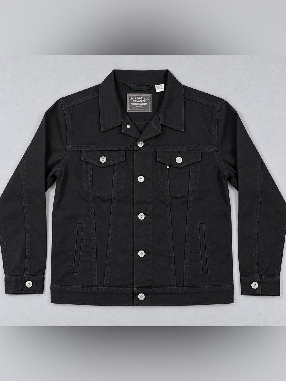 Levi Strauss Signature Gold Black Denim Trucker Jacket Men M NWOT
